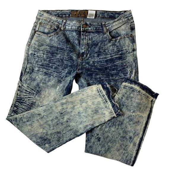 V.I.P Y2K Jeans Teen/Youth Size 16W Embroidered Floral Acid Wash Raw Hem Denim - Picture 4 of 12